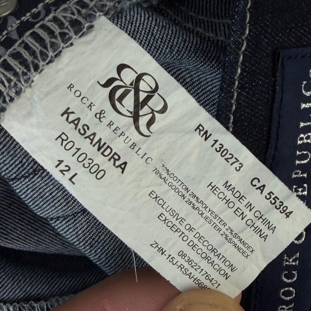 Rock & Republic Kasandra Bootcut Jeans Womens 12L Dark Wash Mid Rise Western Y2K - Picture 11 of 12